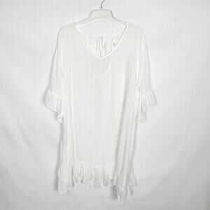 Ekouger Pullover Gauzy White Tunic Dress/Bikini Cover Up Size Medium
